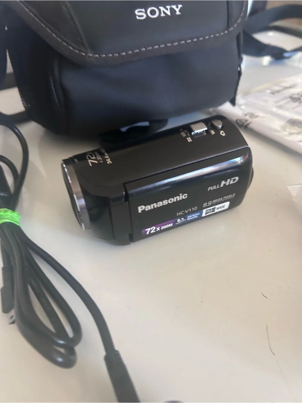 Panasonic HC-V110 Handheld High Definition Camcorder Charger 2x Batteries Case